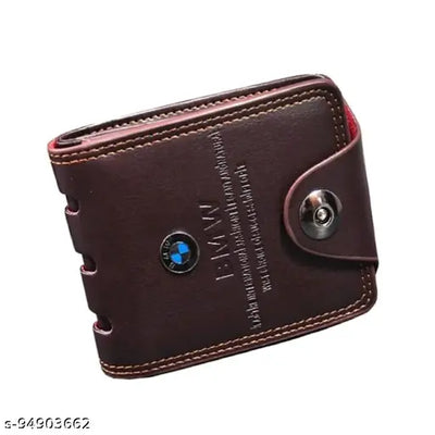 Men's Genuine Wallet PU Leather Purse Stylish Logo & Printed Pattern Thin Slim Smooth Perfect look (Dark Brown)