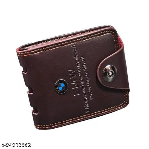 Men's Genuine Wallet PU Leather Purse Stylish Logo & Printed Pattern Thin Slim Smooth Perfect look (Dark Brown)