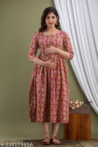 Women's Maternity Gown with Both Side Zip\Feeding Dress with Adjustable\Pregnancy Gown with Two Side hidden zip/feeding dresses for women/feeding gown