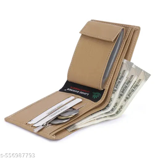 Men's Cream PU Leather Wallet | Multi-Card Holder | Coin Pocket & Money Clip | Stylish & Durable Wallet
