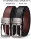 KASTNER Men’s Reversible Artificial Leather Belt – Black & Brown Dual Use with Rotating Buckle