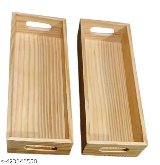 Wooden serving tray (Set of 2, Natural)