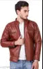 Rust brown unique leather jacket