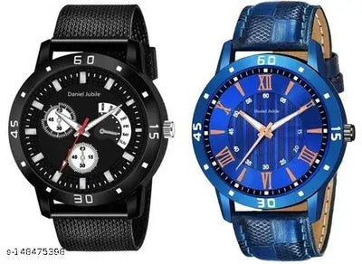 Hand watch men Sports gents stylish Leather Belt gift Analog Watch pack of 2.