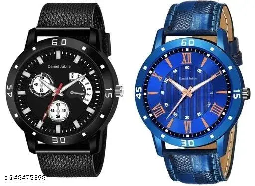 Hand watch men Sports gents stylish Leather Belt gift Analog Watch pack of 2.