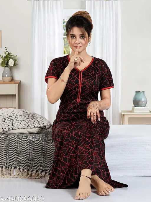 womens printed nightdress -nighty- maxi-nightwear
