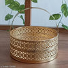 Gibhomo Flower Basket |Pooja Basket with Handle | Pooja Basket with Handle | Dolchi Basket for Puja Brass Traditional Round Shape Pooja Basket/Pooja Dalia 8inches