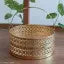 Gibhomo Flower Basket |Pooja Basket with Handle | Pooja Basket with Handle | Dolchi Basket for Puja Brass Traditional Round Shape Pooja Basket/Pooja Dalia 8inches