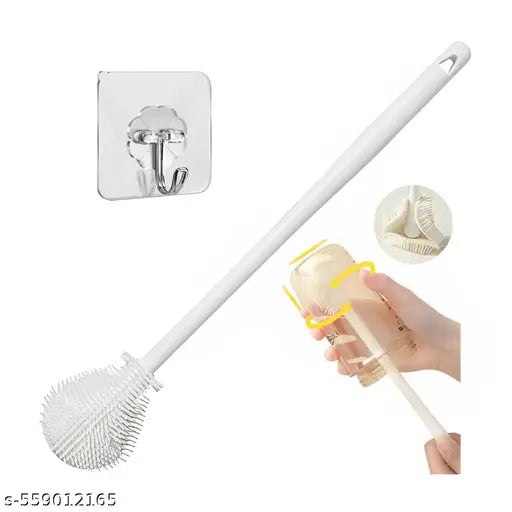 Multifunctional Silicone Bottle Brush Flexible, and Durable Cleaning Brush for Bottles, Cups, and Kitchenware Soft Bristles, Long Handle (Pack of 1 Sticker)