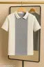 “Vertical Dual Tone Men Zip Polo half sleeves T-shirt– gray & White Edition”