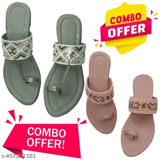 Flat Sandals For women || Flat Sandals || Women Footwear Combo || 2 pair 2 different colour options || Affordable Combo Footwear