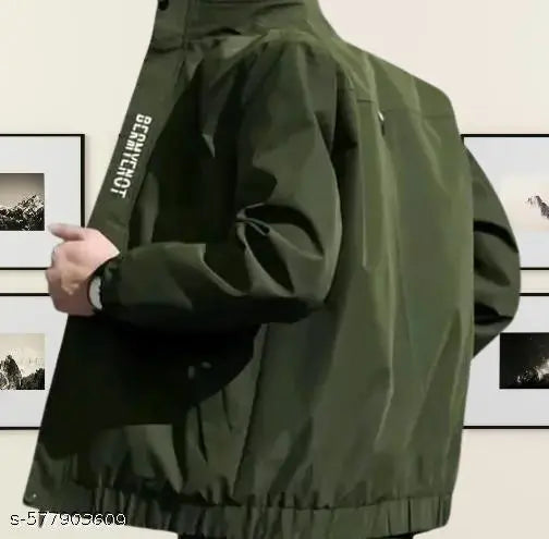 SARTHAKK ENTERPRISES. Men solid windcheater sporty jacket, has a stand collar, 2 pockets in side and 1pocket in iner side ,has a zip closure, long sleeves, straight hemline.feel comfy look and give amazing look with thi stylish windcheater