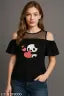 Cold-Shoulder Black Top with Sheer Panel