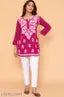 Rani Cotton Chikankari Flared Kurta in Rayon