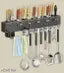 WE CLEVER Kitchen Shelf ADVANCED NON RUST STAINLESS STEEL ALLOY Wall Mount Knife Holder ,Towel Hanger , Spatula Ladle Hanging Hooks , Cutlery Holder Storage Rack High Grade Metal Multi-Purpose (40 x 5.5 x 7cm)