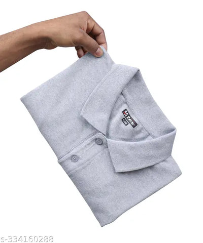 Collar-MENS-TEE Neck PlainGRAY cotton Tshirt