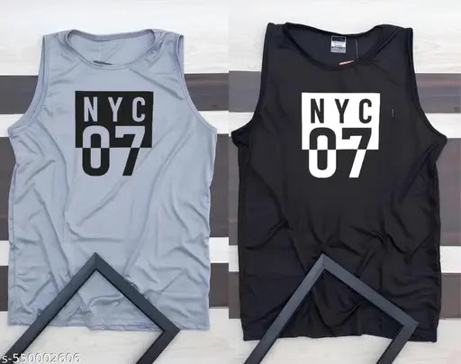 Active vest combo of grey and black | Men black and grey sando | Trending and viral printed gym vest