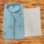 new fancy neck design printed sky blue kurta with white pajama for mens