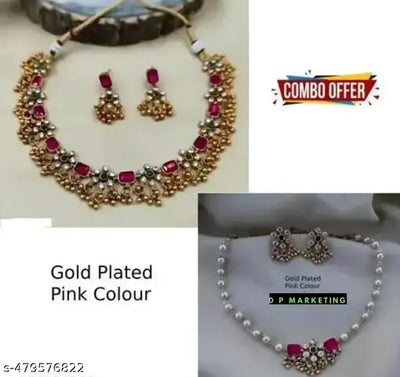 Combo jewellery(Gold Plated Green-Pink Diamond),choker,necklace,jewellery set,indian wedding jewellery set,Maangalyam/Murukku,south,indian,maharastrian,highquality set for women girls