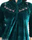 WOMENOIRE Women's Full Length Velvet winter Nighty (Green)