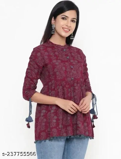 Maroon printed Top Girls