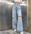 jeans for women's,Women's destress,Knne cut wide leg,good looking funkey jeans