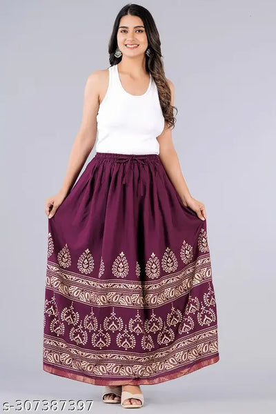 BORDER BUTI PRINT SKIRT