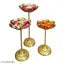 Set of 3 Urli Bowl tealight Holder Stand Diwali Home puja Decor Traditional Indian Brass Decorative Bowl for Home | Ideal for Floating Flowers (Taj Stand Set), (Gold-3)