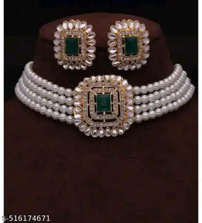 Royal Pearl Choker Set with Designer Earrings | Traditional Wedding Jewellery for Women