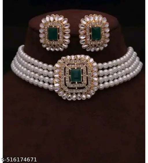Royal Pearl Choker Set with Designer Earrings | Traditional Wedding Jewellery for Women
