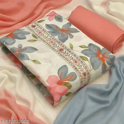 MH Fabrics Creation New Drees Material Arrived With Pure Cotton Stylish & Elegance Fancy Suit With Soft Cotton Bottom And Cotton Dupatta And Dress Material