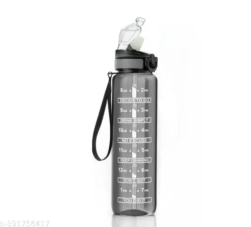 PAYABLE 1L Sipper Water Bottle with Motivational Time Marker, Sipper Bottle for Adults, Water bottle for Gym, Office With Drinking Water Reminder