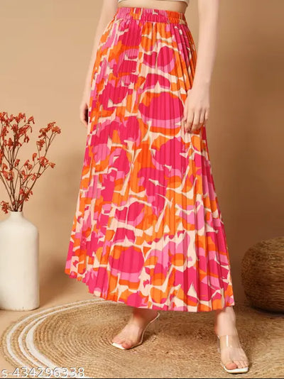 LookShine | Skirt For Women | Floral Pleated Skirts | Women's Long Pleated Skirts | Western Wear Maxi Skirts | Stylish New Design & Pattern