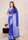Georgette Silver Buti Silk Saree with Zalar and Siroski