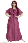 WOMEN SATIN PLANE KAFTAN NIGHTY NIGHT GOWN nightdress