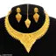 SDR Golden Necklace With Earrings And Maangtika Jewellery Set