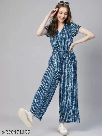 WOMEN SELF DESIGN RAYON PRINTED JUMPSUITS