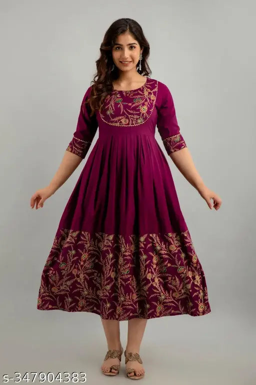 Anika Rayon Printed Anarkali Kurtis
