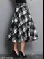 Zelzis Flared Black Check Cotton Skirt for Daily and Office Use
