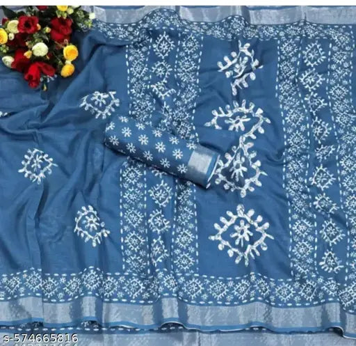 Batik Inspired Digital Print Design Semi Tussar Saree