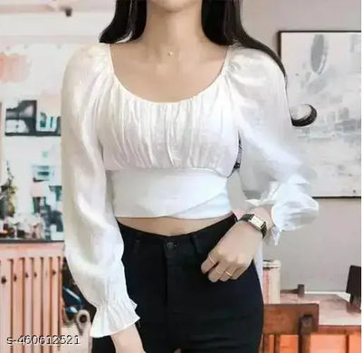 Modern Classic Puff Style Full Sleeve Crop Top
