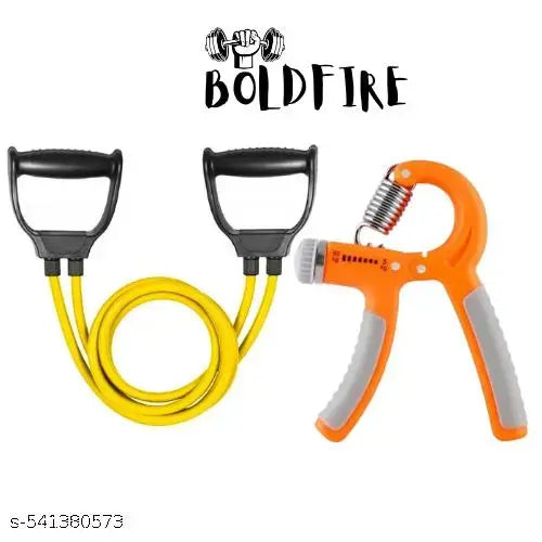 Iamalot Double Toning Tube with Hand Gripper Combo | Fitness Combo | Hand Strengthener | Resistance Band | Fitness Accessories | Hand Exerciser | Hand Grip | Stretching Band | Full Body Workout Kit Random Color