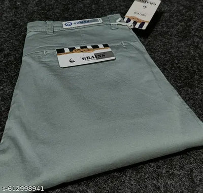 Men’s Cotton Blend Trousers – Comfortable Mid-Rise Casual Pants