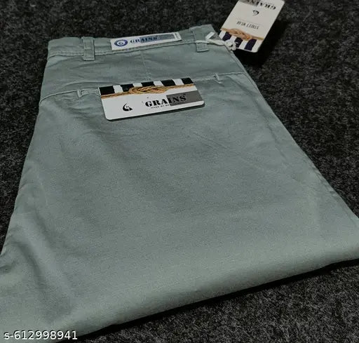 Men’s Cotton Blend Trousers – Comfortable Mid-Rise Casual Pants