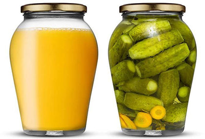 Pack of 2 Glass Bread Container - 1000 ml TINSUHG Gold