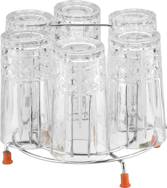 Stainless Steel Glass Stand/Tumbler Holder/Glass Holder For Kitchen Utensil Kitchen Rack (Steel)