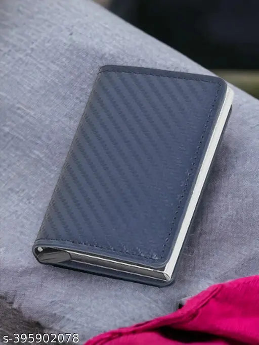 WALLETIN RFID Blocking Mens Slim Wallet with Aluminium case Anti-theft Credit Card Holder (Holds upto 8 cards), Automatic Pop-Up Credit Card Slider, Wallet Blue )