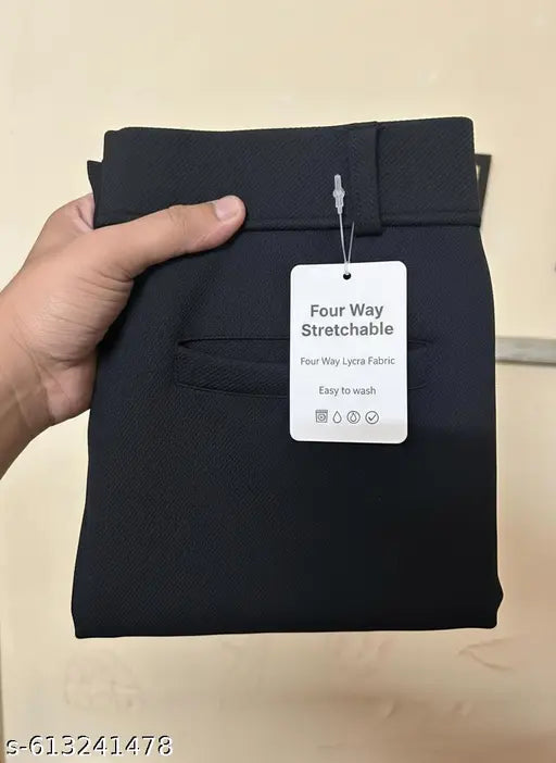 Men Regular fit Formal Stretchable with Expandable Waist pant.