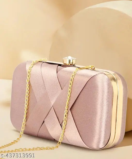 Latest & Atrractive Purce x pink color Clutch for women's.