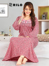 RILO Women's Cotton Full Long Sleeve Nighty Maxi Nightdress Gown